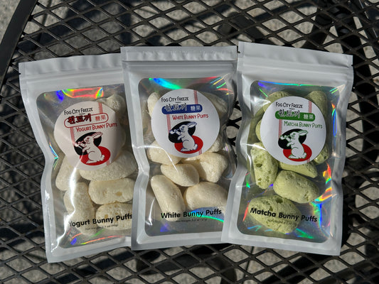 Bunny Puff Bundle - Freeze Dried White Rabbit, Matcha and Yogurt Flavored Combo Pack