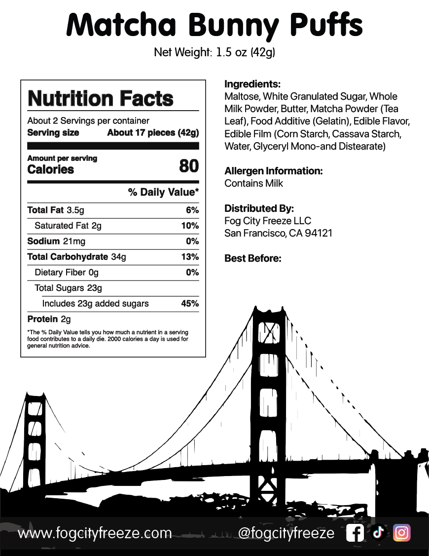 Matcha Bunny Puffs - Freeze Dried Matcha White Rabbit Candy